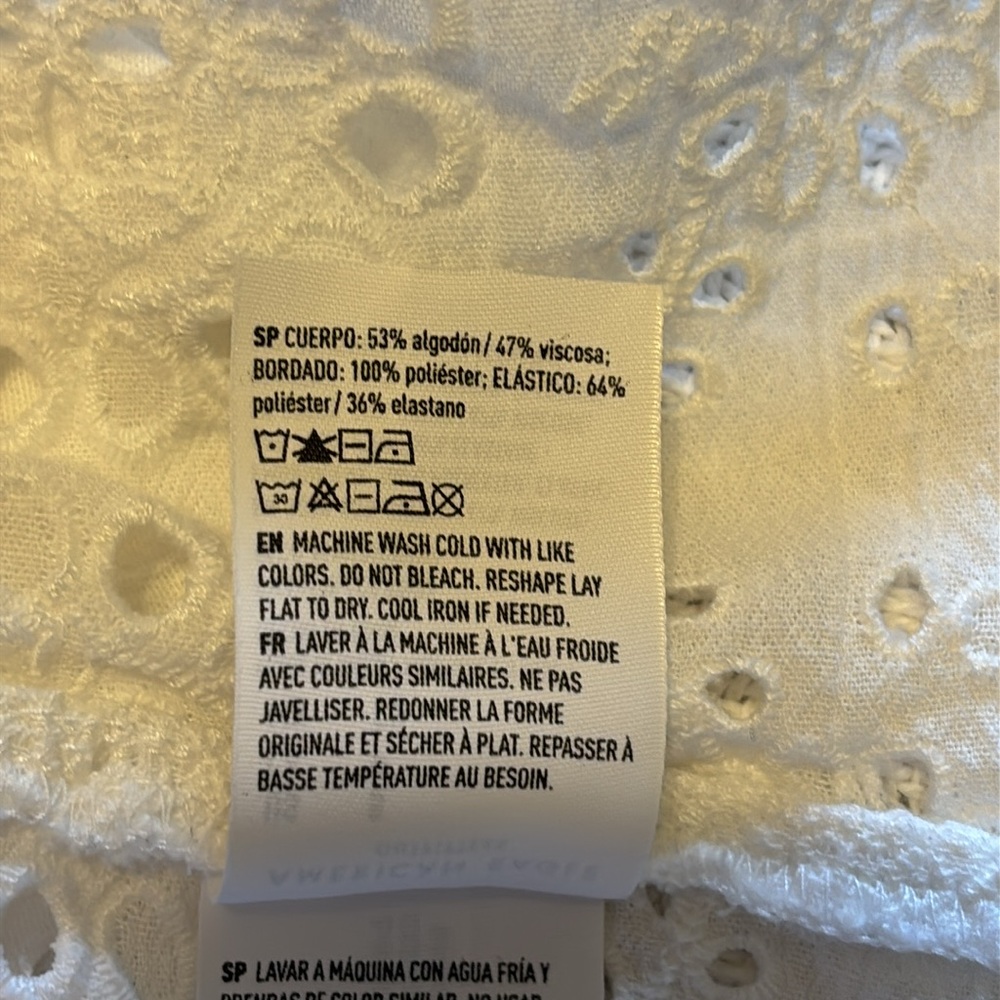 American Eagle Ruffle Sleeve Babydoll Top White Size Small - Picture 10 of 11